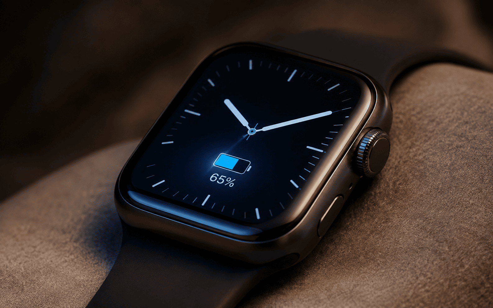 Pantalla de smartwatch con indicador de batería y modo always-on