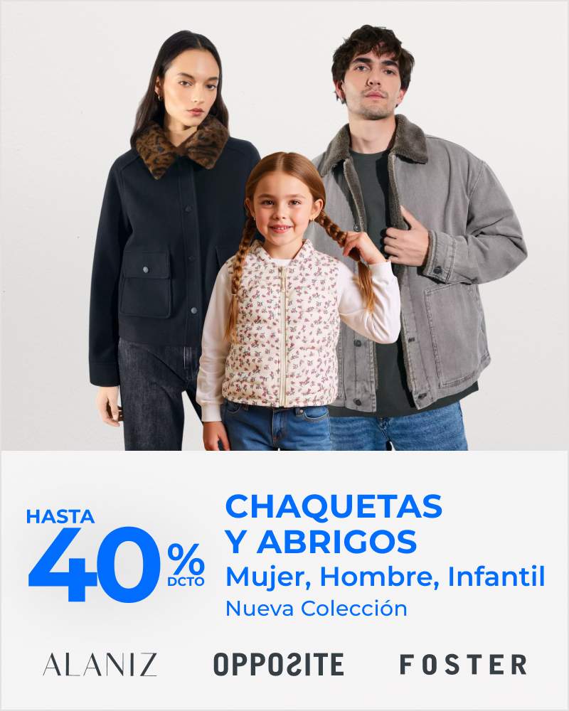hasta 40% chaquetas y abrigos