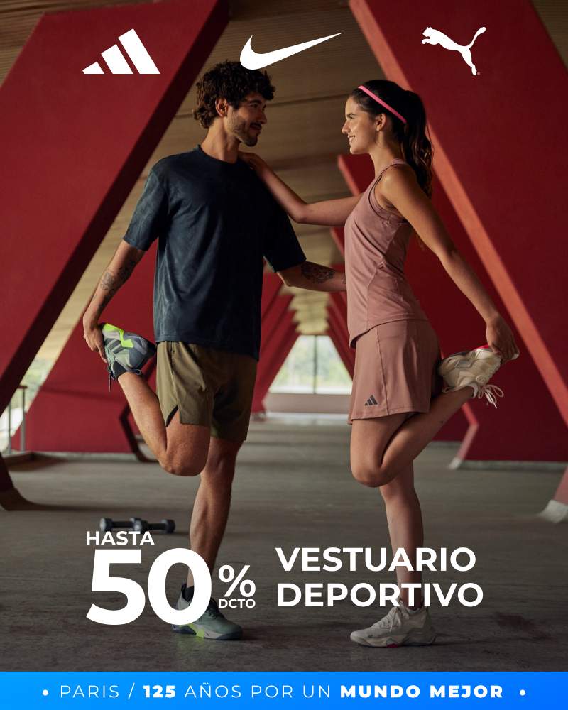 hasta 50% en vestuario deportivo