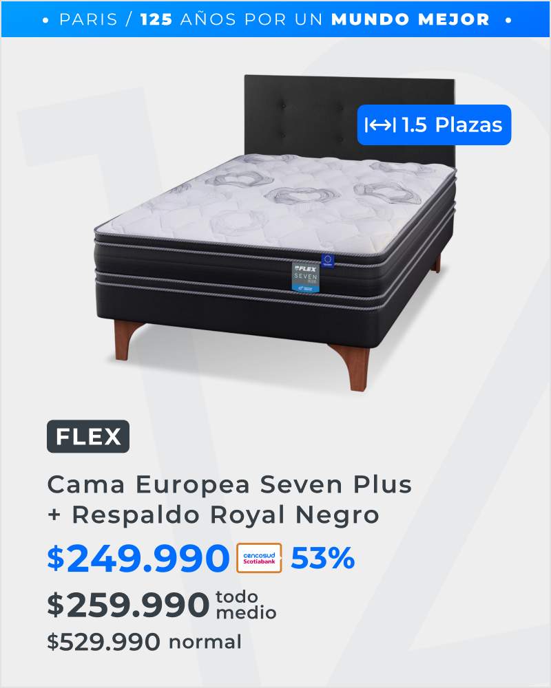 Cama Europea Seven Plus 1.5 Plazas Box