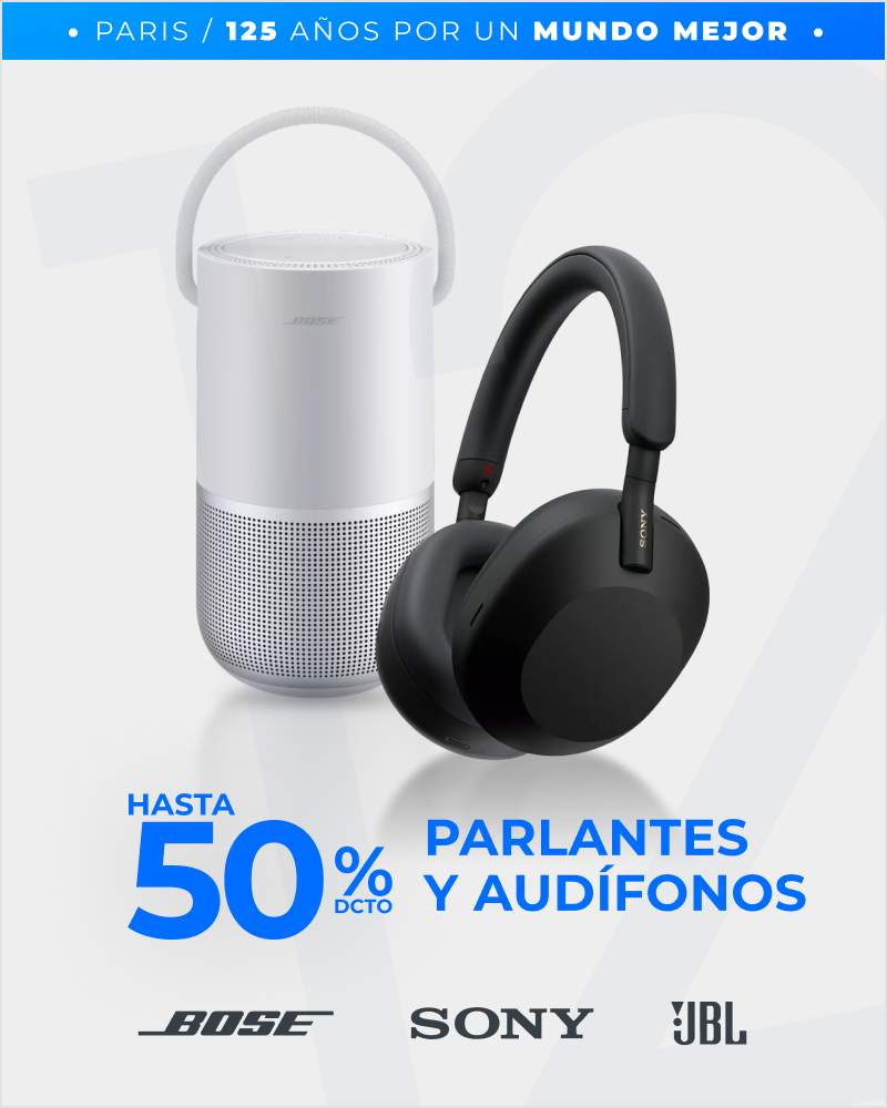 Hasta 50% parlantes y audífonos