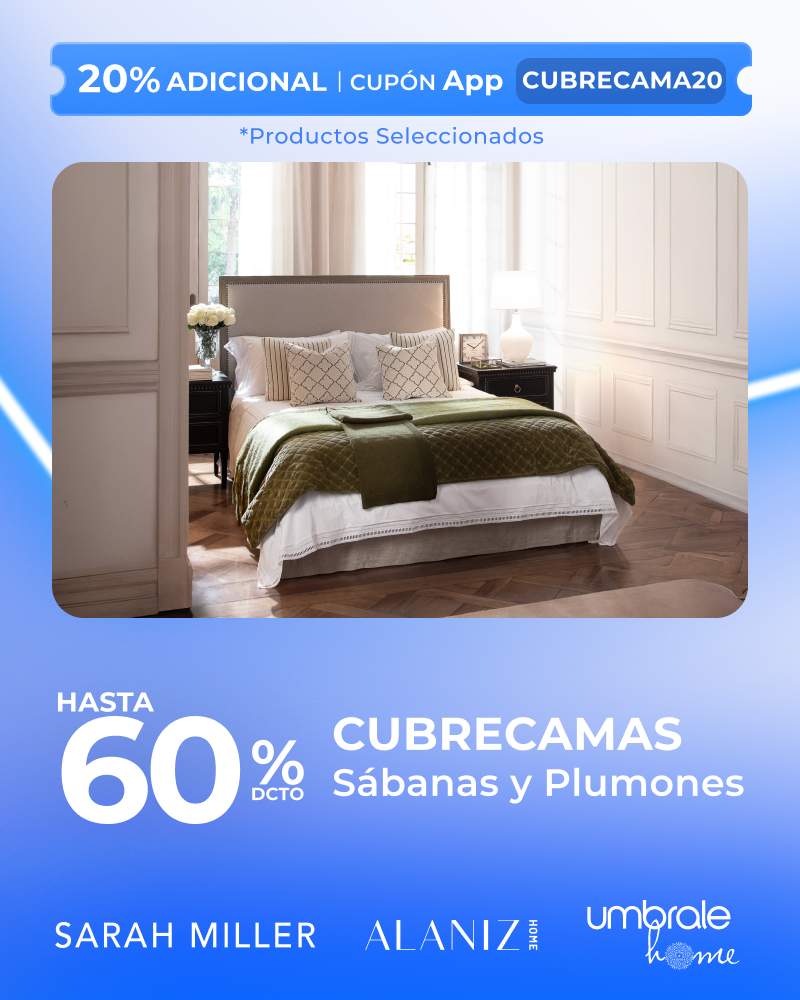Hasta 60% de descuento en cubrecamas, sábanas y plumones