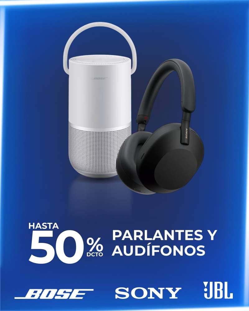Hasta 50% dcto en Parlantes y audifonos