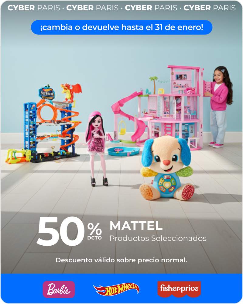 50% dcto tmp productos seleccionados Mattel