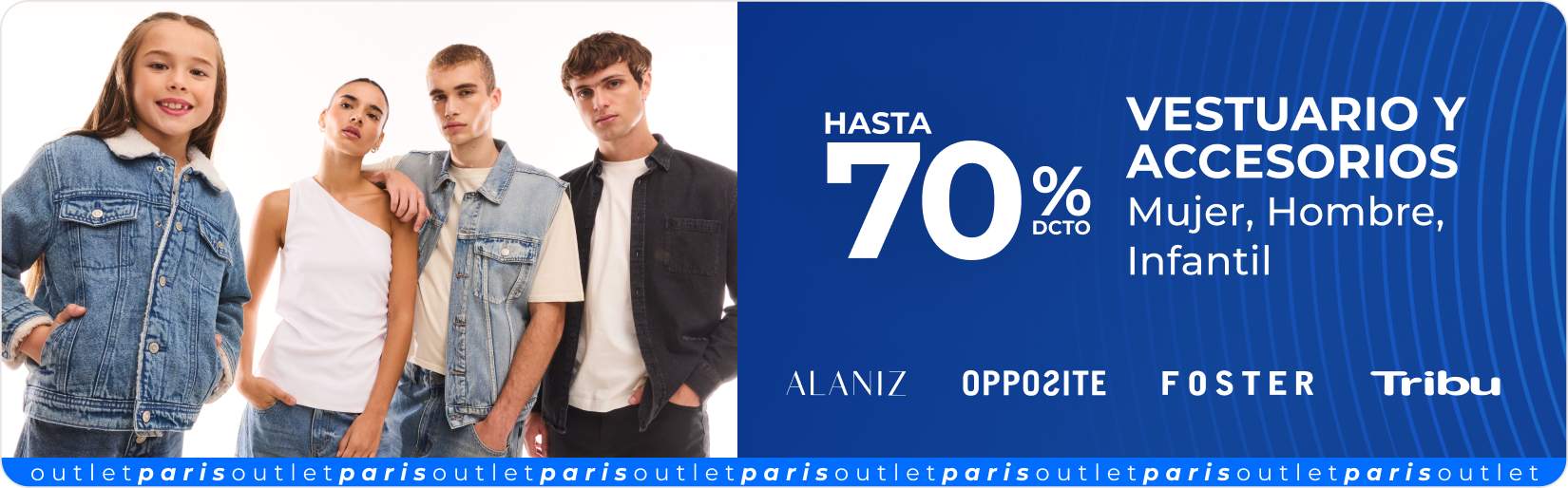 70% vestuario outlet mujer hombre infantil 