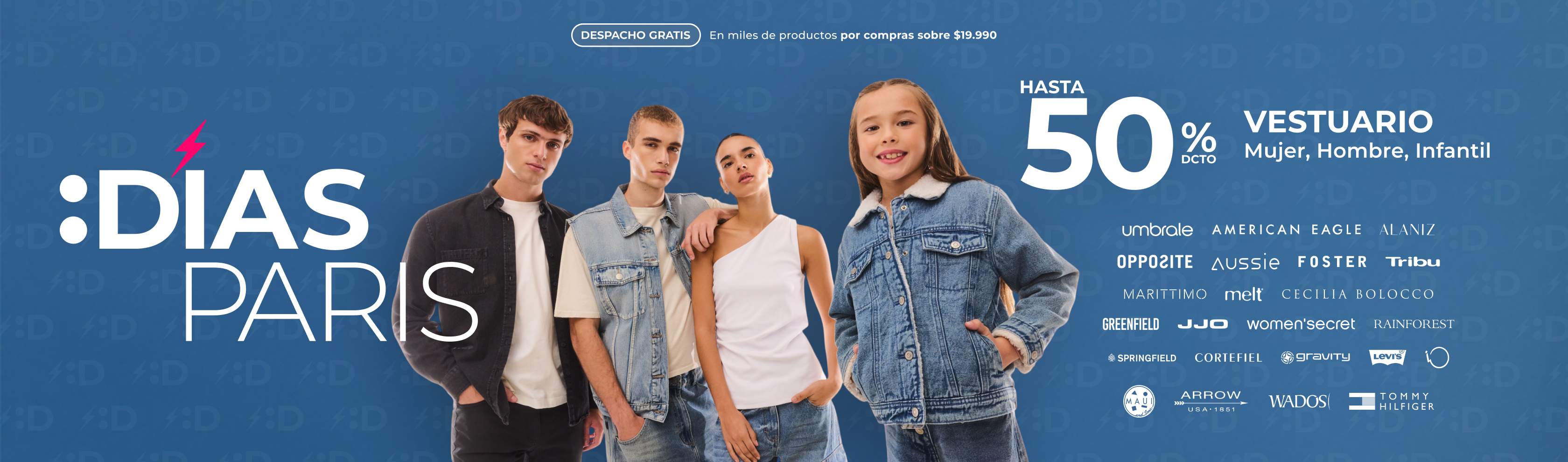 Hasta 50% vestuario mujer, hombre e infantil