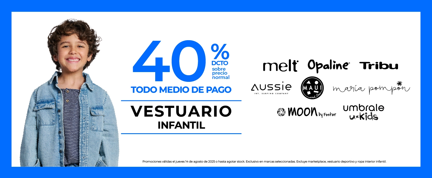 40% de descuento vestuario infantil
