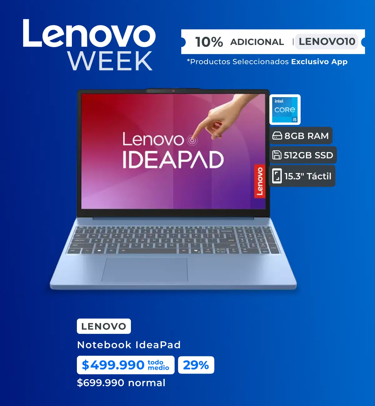 Notebooks Lenovo 10% adicional