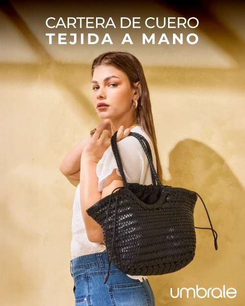 Cartera de Cuero tejida a mano