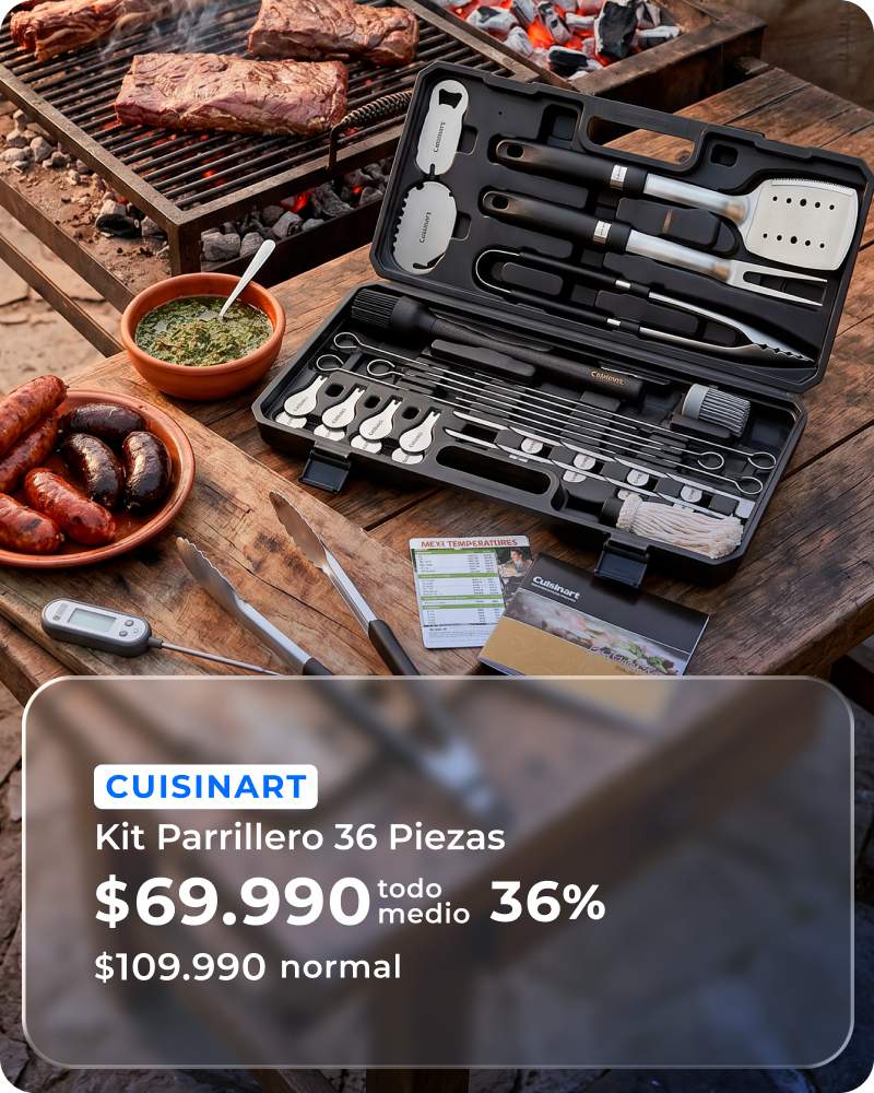 Kit Parrillero 36 Piezas a $69.990 con todo medio de pago