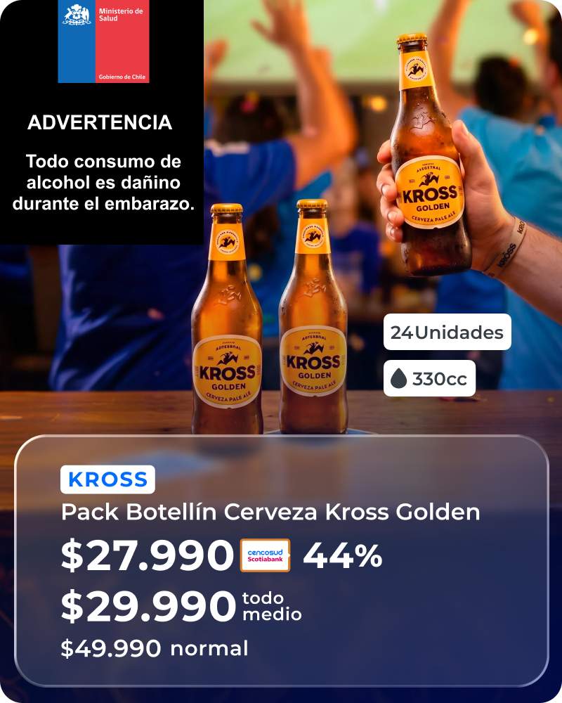 Cervezas Pack Botellin Kross Golden a $27.990 con Tarjeta Cencosud