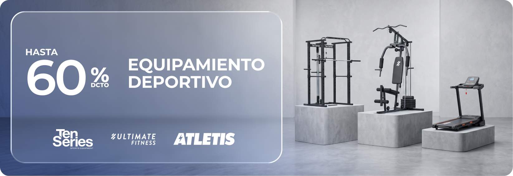 Equipamiento Fitness hasta 60% de dcto con todo medio de pago