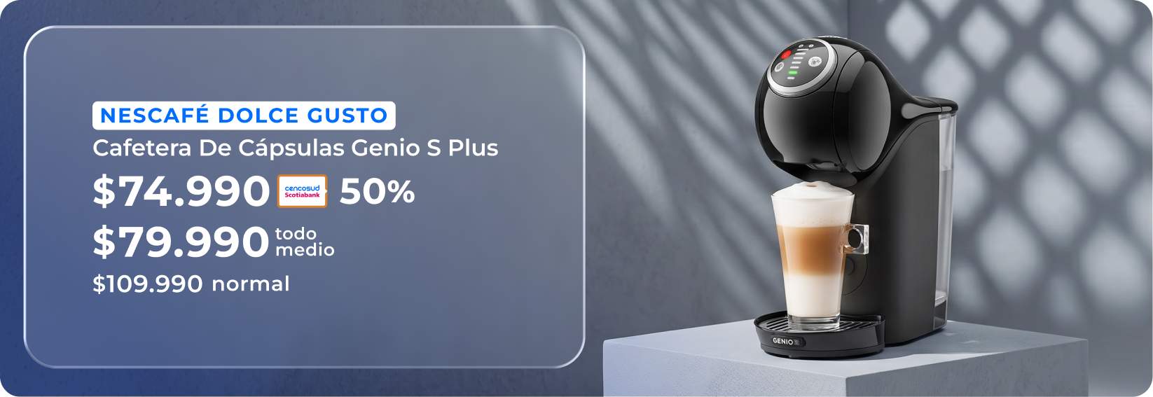 Cafetera de Capsulas Dolce Gusto a $74.990 con Tarjeta Cencosud