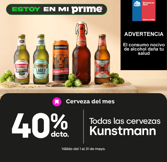 40% descuento todas las cervezas Kunstmann