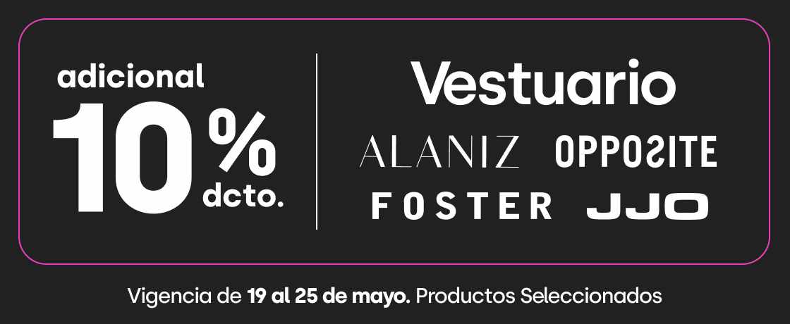 10% descuento adicional en Vestuario